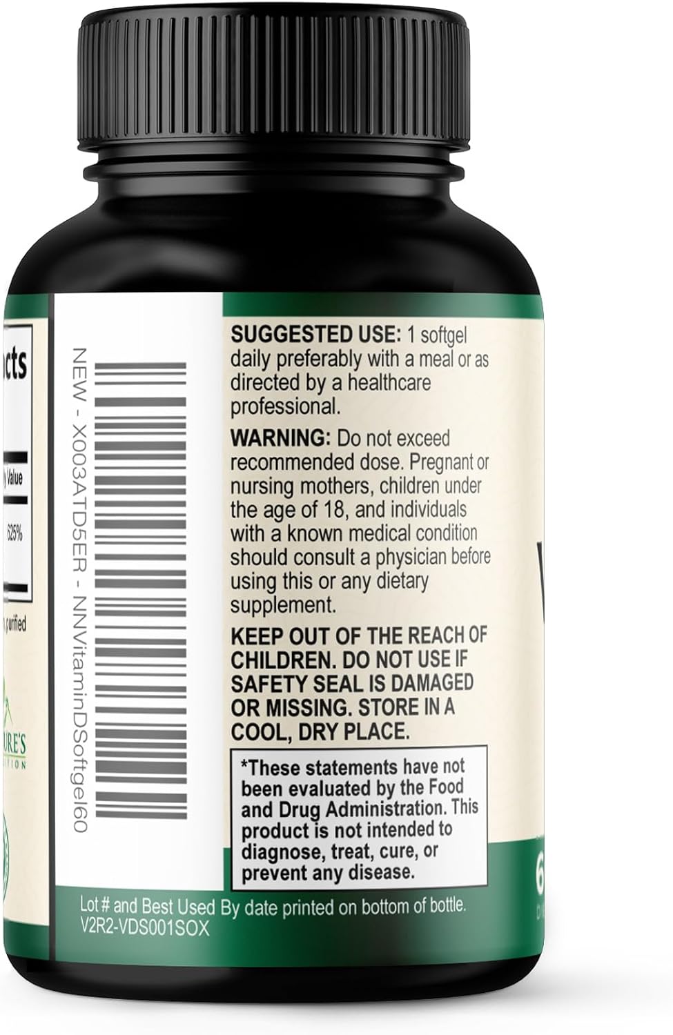Nature's Nutrition Vitamin D3 5000 IU – High Strength Food Supplement, 60 Softgels - görsel 8