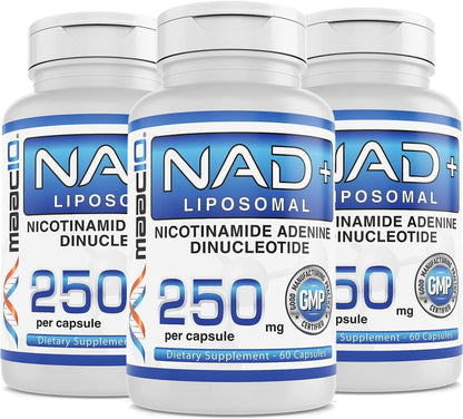 MAAC10 Liposomal NAD+ Supplement 500mg Serving (2x250mg Capsules) Actual Nicotinamide Adenine Dinucleotide