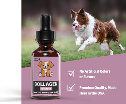 Collagen for Dogs – Liquid Collagen Supplement – Skin and Coat Support – Dog Collagen Drops – 1 fl oz (30 ml) – Bacon Flavour