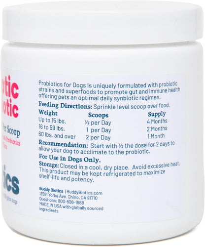 Probiotic + Prebiotic Powder for Dogs – 7 Probiotic Strains with FOS, 5 Billion CFU