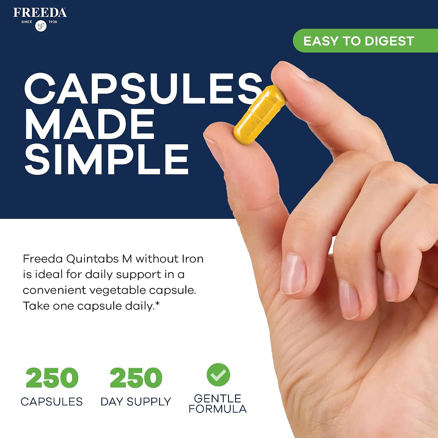 FREEDA One Daily Multivitamin Without Iron – Quintabs-M Iron-Free – Complete Daily Vitamins (250 Capsules) - görsel 4