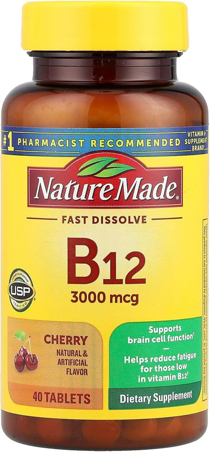Nature Made Sublingual Vitamin B12 3000 mcg Micro-Lozenges, 40 Count
