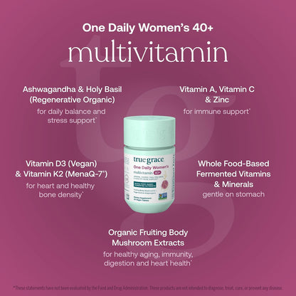 True Grace One Daily Women's Multivitamin 40+ Bundle with Omega-3 Fish Oil and Probiotic – 30-Day Supply