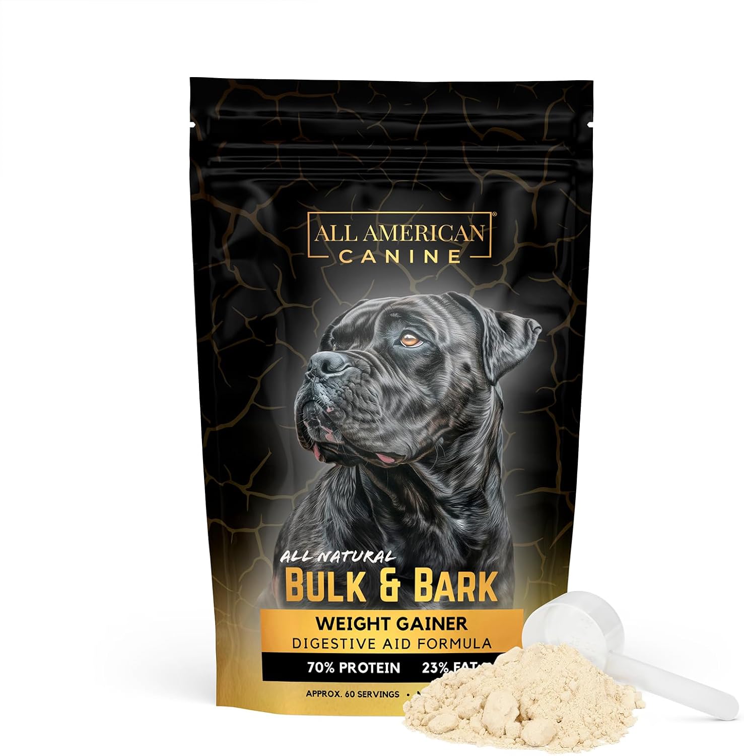 All American Canine Dog Weight Gainer + Digestive Aid Formula, Natural Health Supplement Food Topper, Weight Gain Supplements for Dogs, & Dog Muscle Builder - 60 Servings - görsel 1