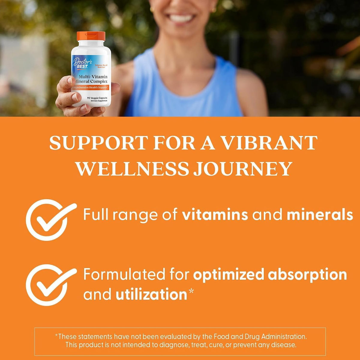 Doctor's Best Multivitamin Mineral Complex - Daily Vegan Multivitamin for Women & Men, Vitamins A, C, D3, E, K2, Riboflavin, & Niacin, Health Support Supplement for Adults, Non-GM, Gluten-Free - 90 Veg Capsules - görsel 5