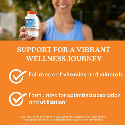 Doctor's Best Multivitamin Mineral Complex - Daily Vegan Multivitamin for Women & Men, Vitamins A, C, D3, E, K2, Riboflavin, & Niacin, Health Support Supplement for Adults, Non-GM, Gluten-Free - 90 Veg Capsules