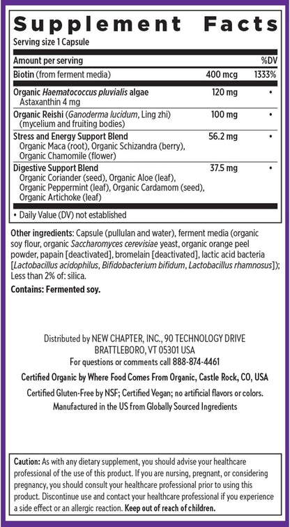 New Chapter Biotin Supplement, Vegan Hair Skin and Nails Vitamins with Fermented Biotin + Astaxanthin - 60 Count