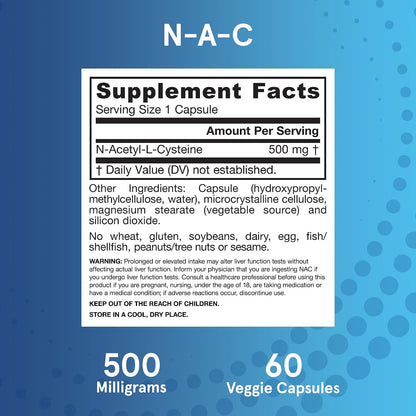Jarrow Formulae N-A-C 500 mg, 60 Vegan Capsules