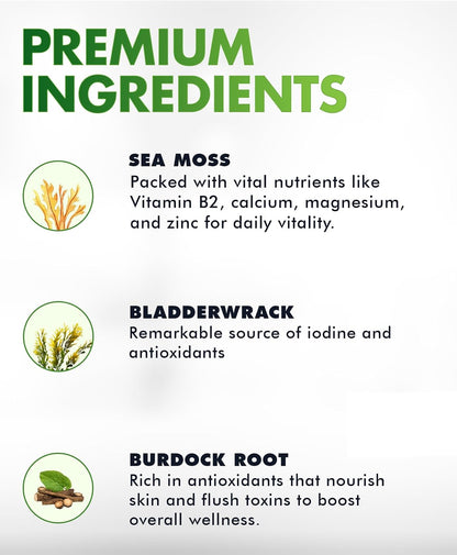 Sea Moss Gummies – 92 Minerals & Immune Support – with Bladderwrack & Burdock Root – 50 Gummies (Pack of 2)