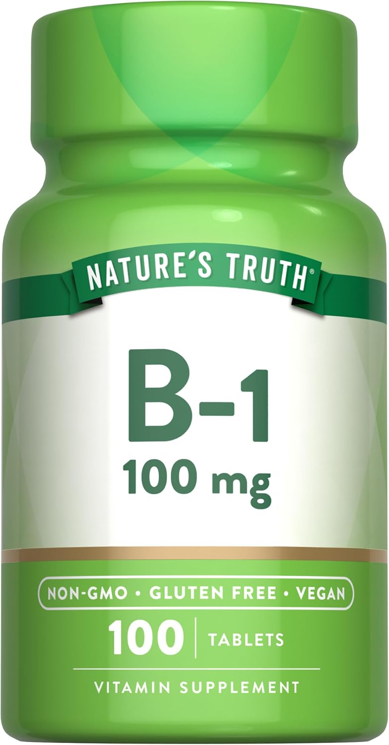 Nature's Truth Vitamin B1 100mg (Thiamine) - 100 Tablets - Vegan, Non-GMO & Gluten-free Food Supplement - görsel 1