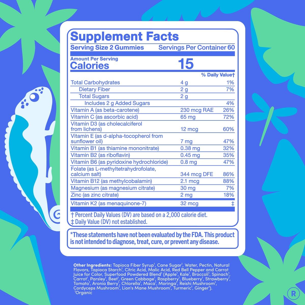 FIRST DAY Vitamins for Teens - Teen Multivitamins for Girls & Boys 12-17, Organic Fruit & Veg Blend - 12 Key Nutrients: Vitamins A, B1, B2, B6, B9, B12, C, D3, E, K2 - 60 Day Supply - görsel 3