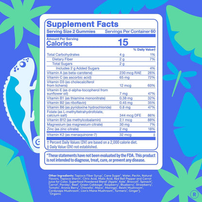 FIRST DAY Vitamins for Teens - Teen Multivitamins for Girls & Boys 12-17, Organic Fruit & Veg Blend - 12 Key Nutrients: Vitamins A, B1, B2, B6, B9, B12, C, D3, E, K2 - 60 Day Supply