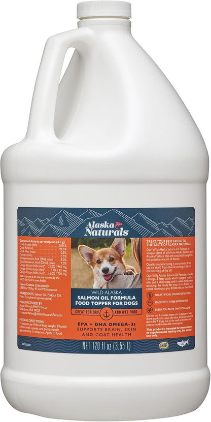 Alaska Naturals Wild Alaskan Salmon Fish Oil Supplement for Dogs Skin and Coat with EPA DHA Omega 3 Fatty Acids Liquid Food Topper 946 ml
