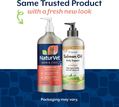 NaturVet – Salmon Oil Skin & Coat Plus Omegas | Supports Healthy Skin & Glossy Coat | Natural Source of Omega-3 & 6 Fatty Acids | for Dogs & Cats (500 ml)