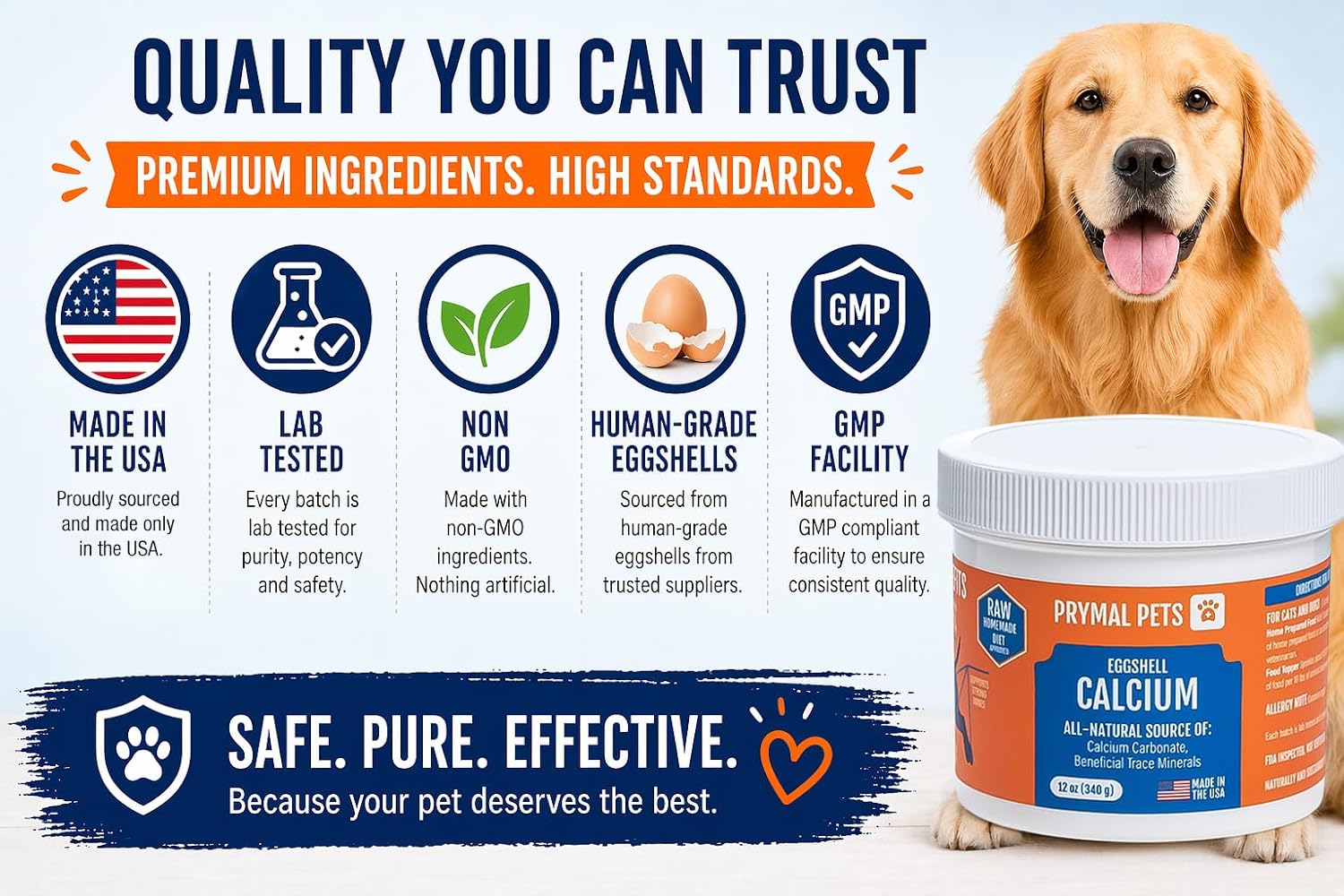 Prymal Pets Eggshell Calcium for Pets – Natural, Ultra-Pure Egg Shell Mineral Powder for Dogs and Cats – 340 g - görsel 6