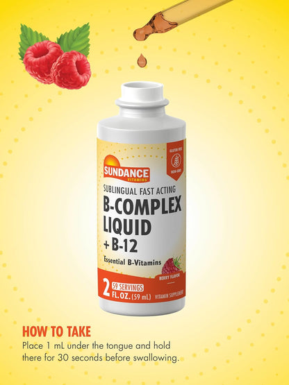 Sundance Sublingual Vitamin B Complex – 59 ml, Berry Flavour, with B12, B6, B2