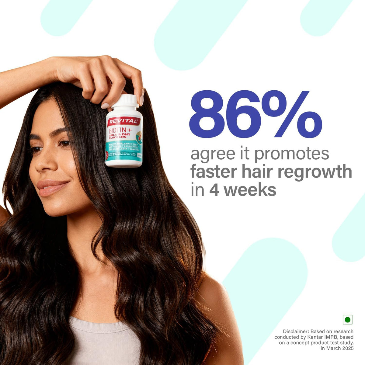 Revital Biotin+ with Amla and DHT Blockers for Hair Health | Biotin, Amla, Zinc, Vitamin E & Pantothenic Acid | Supports Normal Hair and Skin Health | 50 Tablets - görsel 9