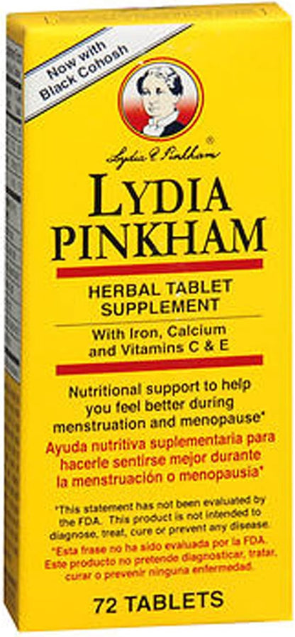Lydia Pinkham Herbal Tablet Supplement - 72 Tablets (Pack of 4)