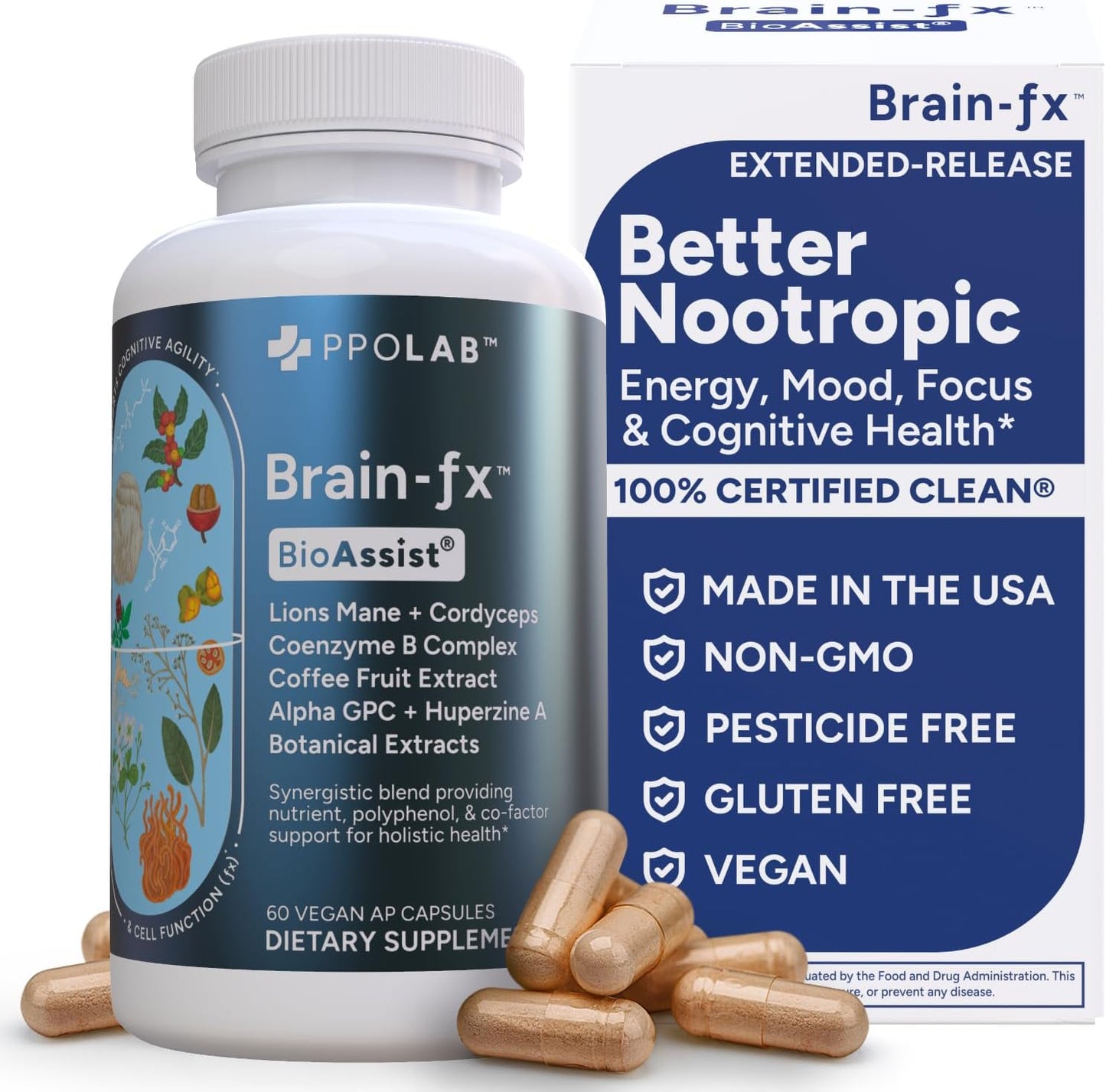 PPO Lab Brain-fx Methylated B-Complex Nootropic 60 Capsules - görsel 1