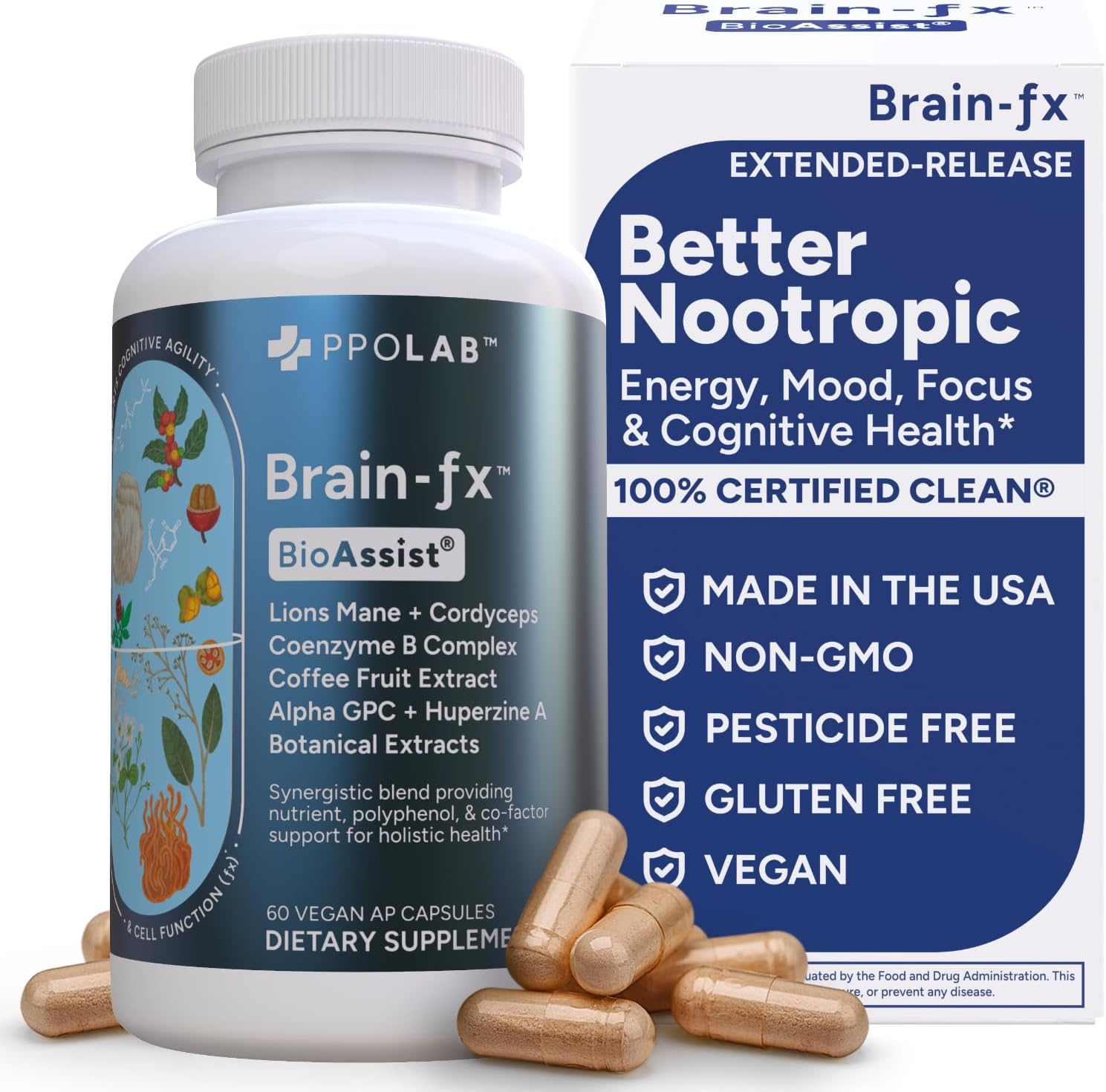 PPO Lab Brain-fx Methylated B-Complex Nootropic 60 Capsules - görsel 1