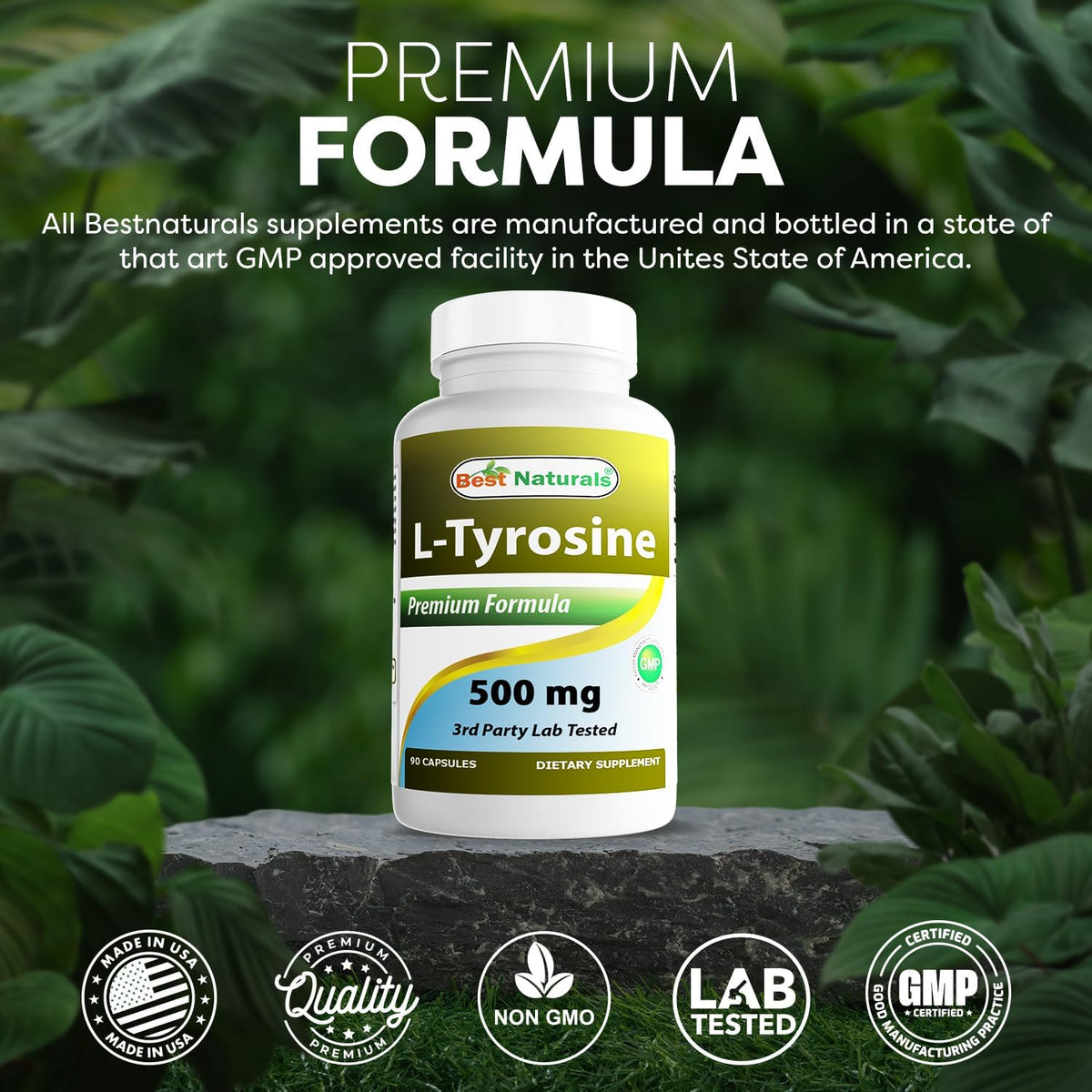 Best Naturals L-Tyrosine 500 mg, 90 Capsules - görsel 5
