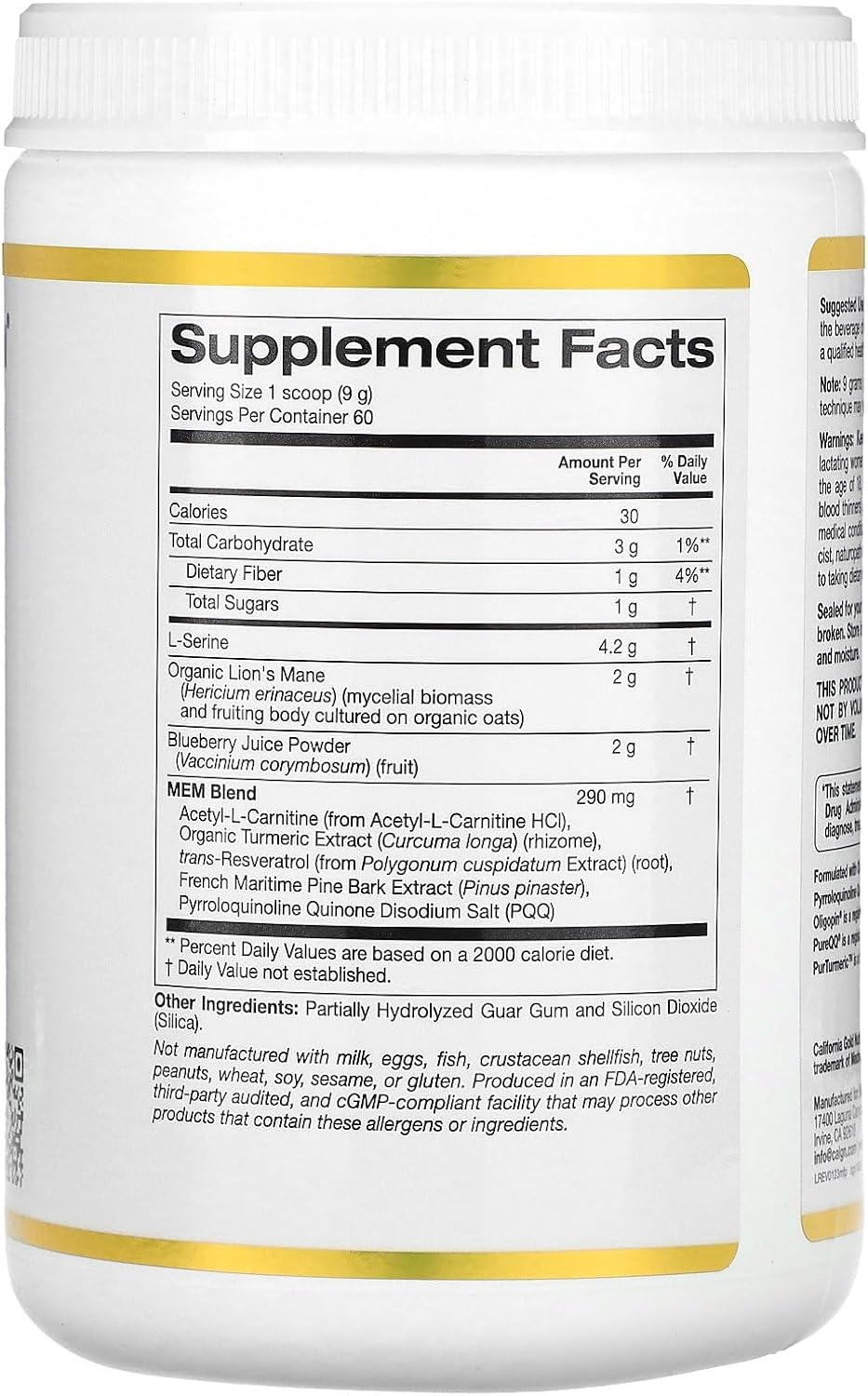California Gold Nutrition MEM Food, Memory & Cognitive Support, 510 g - görsel 2