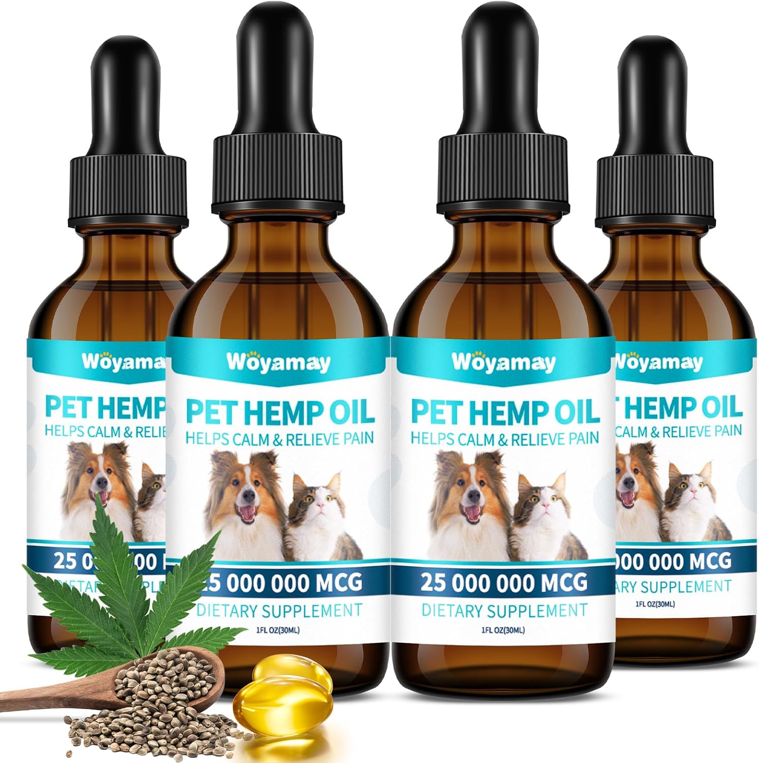 Woyamay Camling Oil for Dogs and Cats – Rich in Omega 3, 6, 9 and Organic Extract (4 Pack) - görsel 1