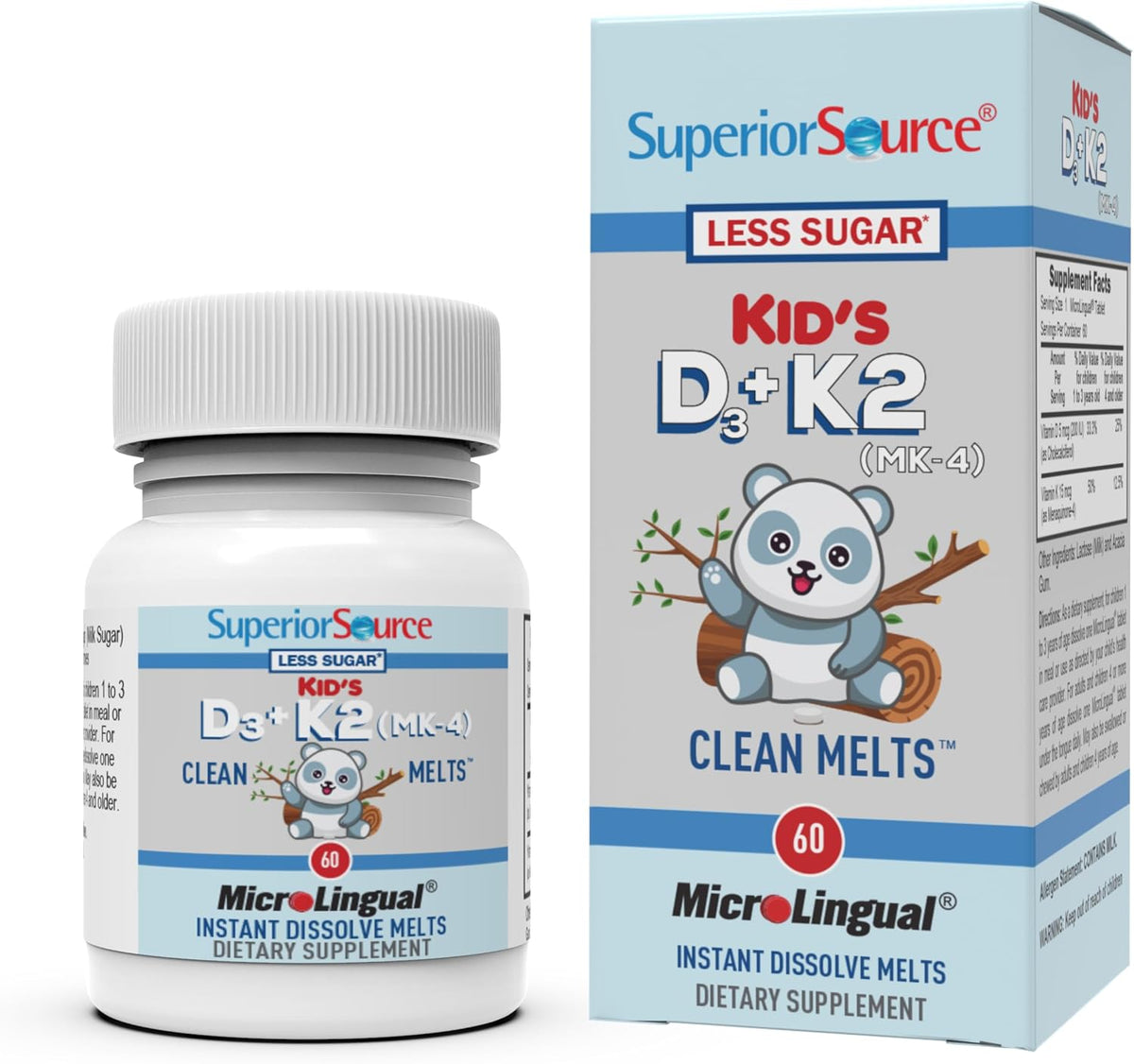 Superior Source Kid's D3 & K2 (MK-4) - Children's Vitamin - Immune & Bone Support - Non-GMO, Colour-Free - 60 MicroLingual Instant-Dissolve Tablets - görsel 1