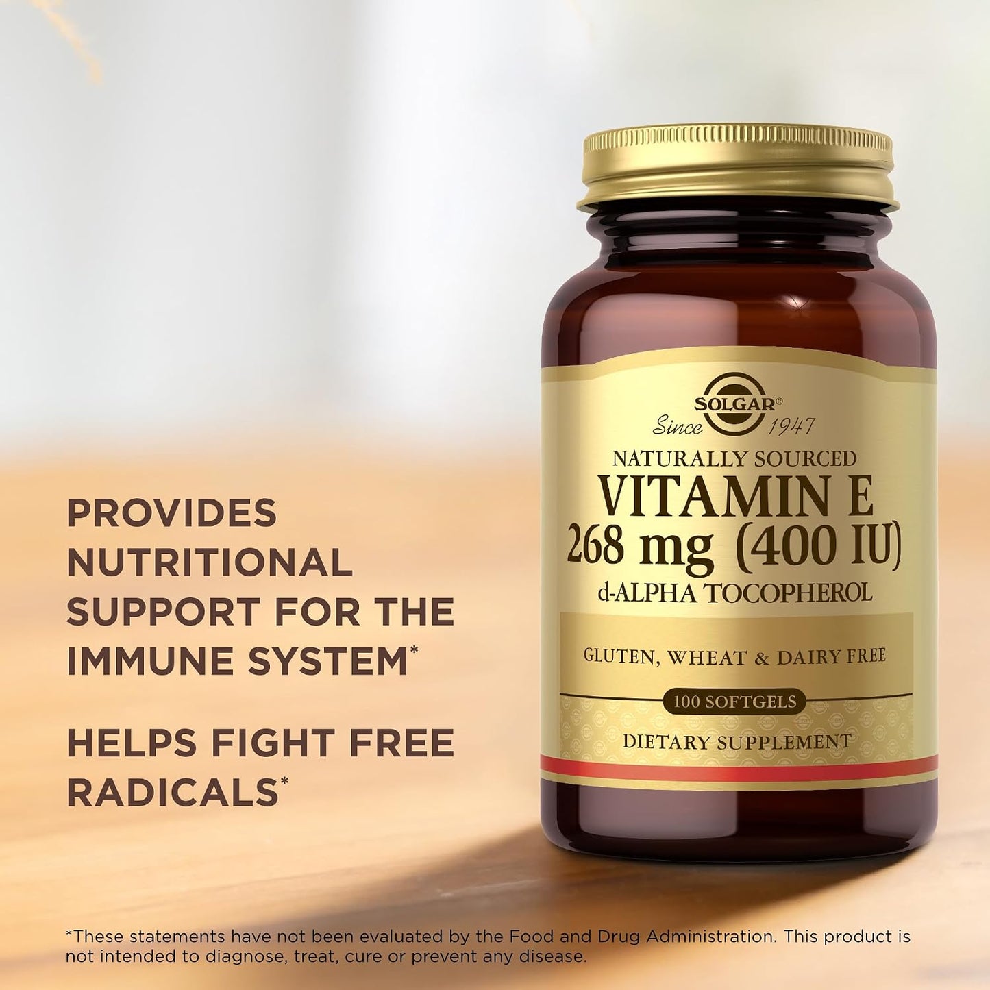 Solgar Vitamin E 400 IU (268 mg) – 100 Softgels – d-Alpha Tocopherol - görsel 5