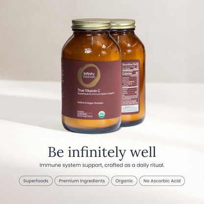 Infinity-C Organic Wholefood Sourced Vitamin C Powder | Acerola, Camu Camu & Amla | 1000mg Superfood C | High Strength | Shilajit, Astragalus Root & Ginger | Vegan, Non-GMO (30 Servings)