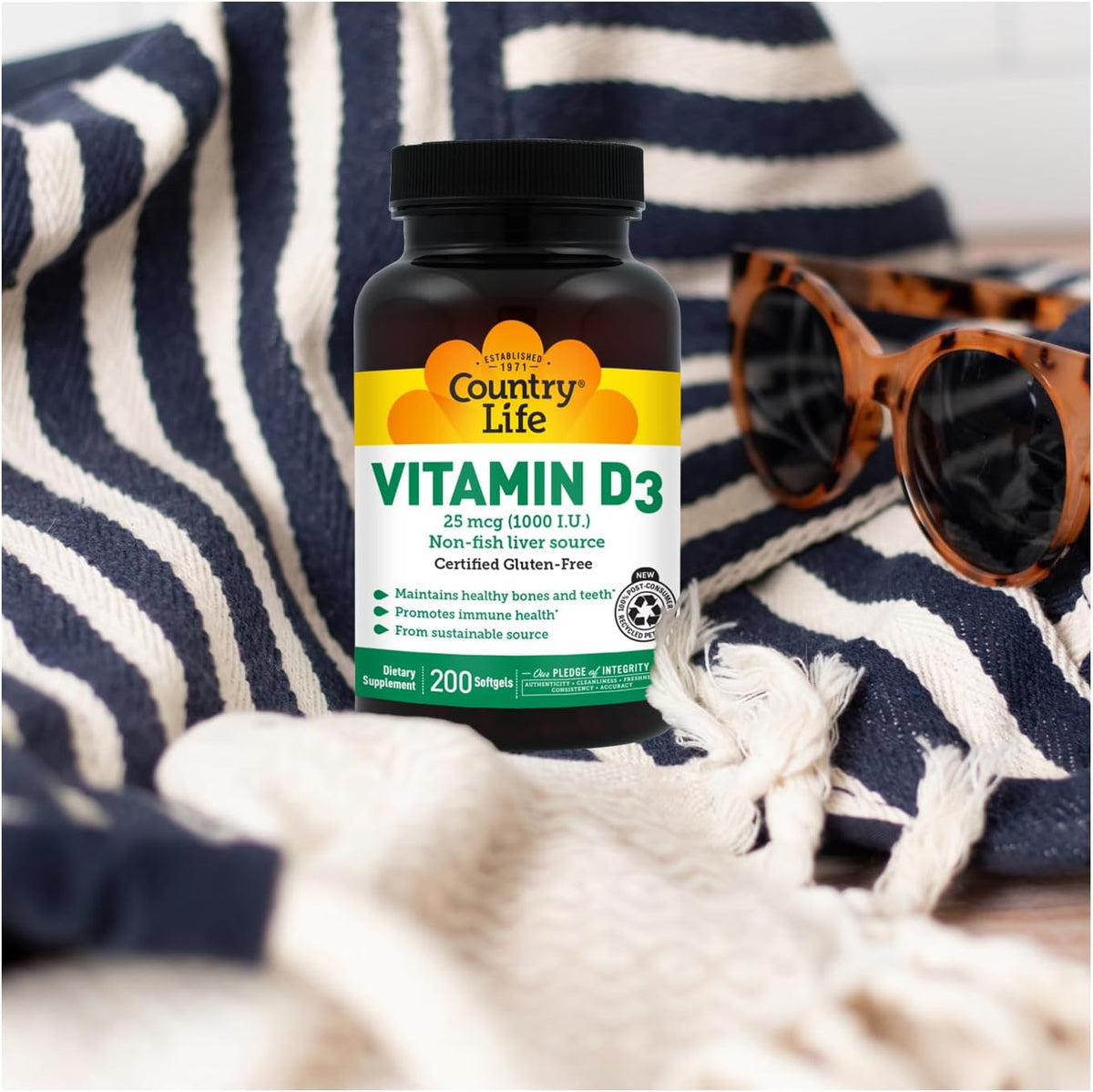 Country Life Vitamin D3 1000 IU (25 mcg) Softgels - 200 Count - görsel 8