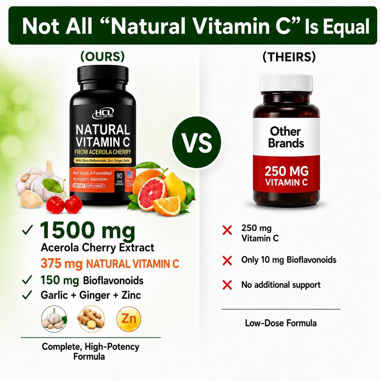 Natural Vitamin C from Organic Acerola Cherry - Enhanced Absorption - with Garlic Ginger & Citrus Bioflavonoids - Immune System & Collagen Booster - Anti-Ageing Skin Vitamins - görsel 6