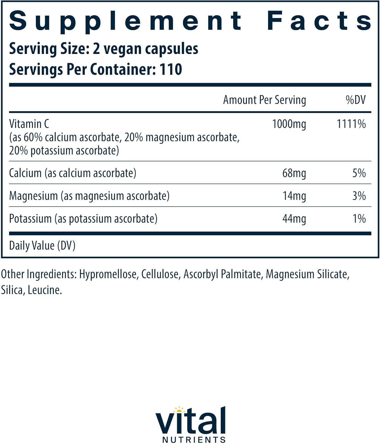 Vital Nutrients Buffered Vitamin C 500mg – Gentle Vitamin C for Sensitive Individuals, Immune Support, Vegan & Non-GMO (220 Capsules) - görsel 2