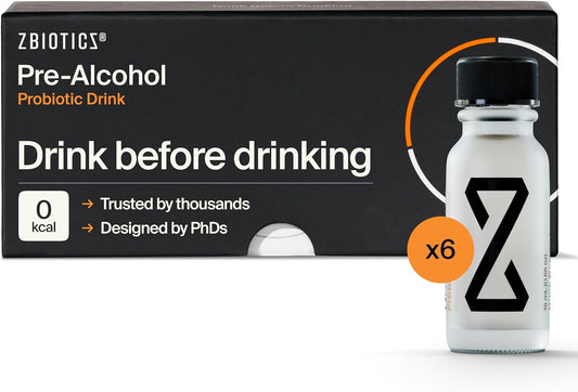 ZBiotics — Feel Better After Drinking, Wake Up Refreshed, Science-Backed, Patented Probiotic for Easier Mornings, Travel-Friendly, 6-Pack of 15ml Bottles