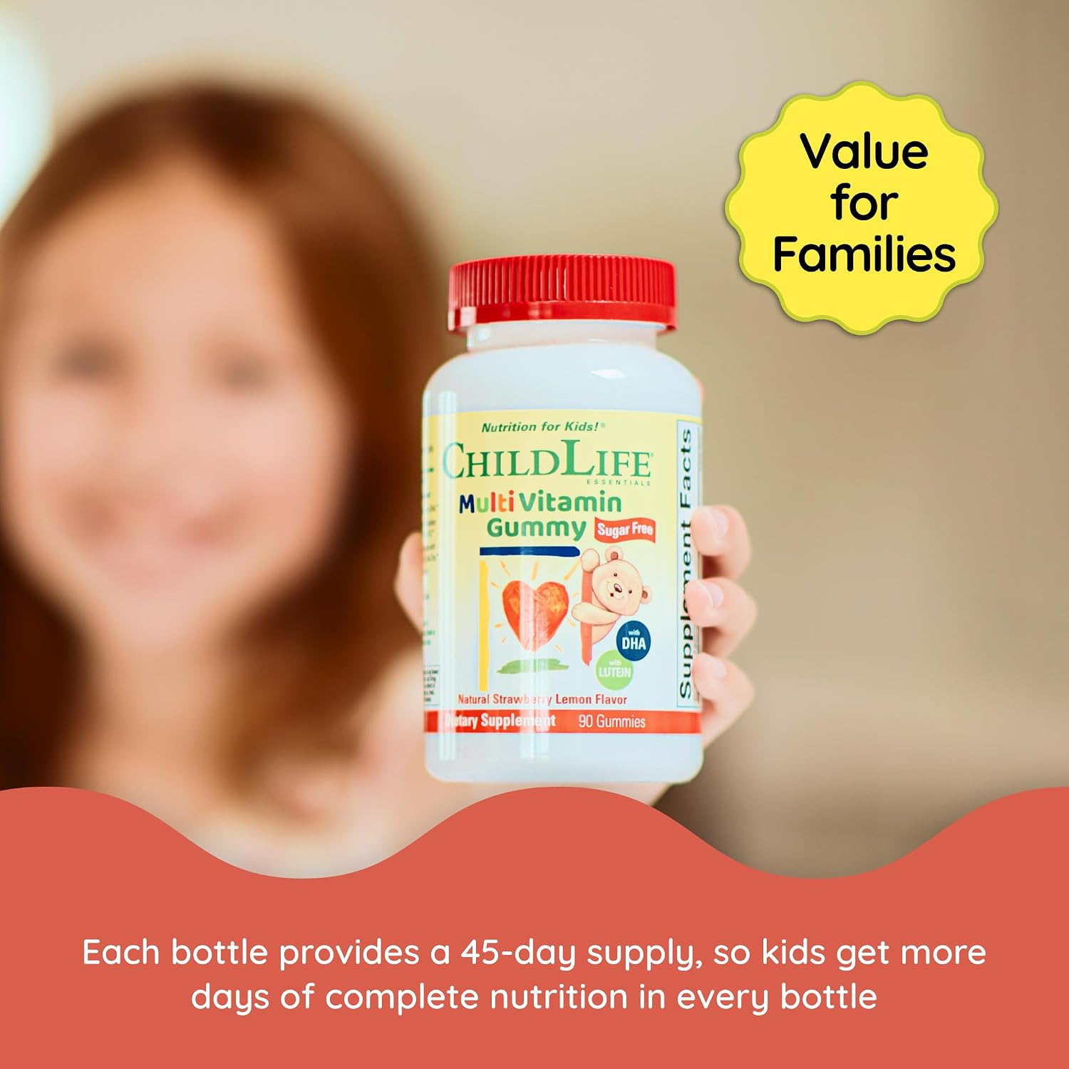 CHILDLIFE ESSENTIALS Multivitamin Gummies for Children – Sugar-Free, with DHA & Lutein, Natural Strawberry Flavour (90 Count) - görsel 9