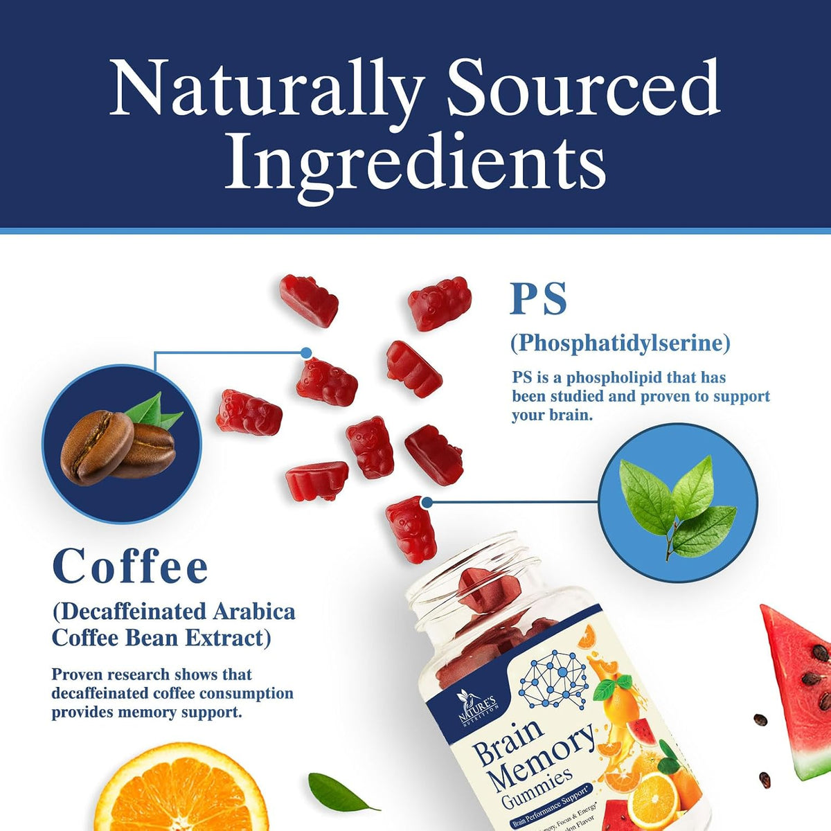 Brain Supplement Gummies - 3X Strength with Phosphatidylserine, B6, B12 & Nootropics for Memory, Focus, Concentration - 60 Gummies - görsel 3