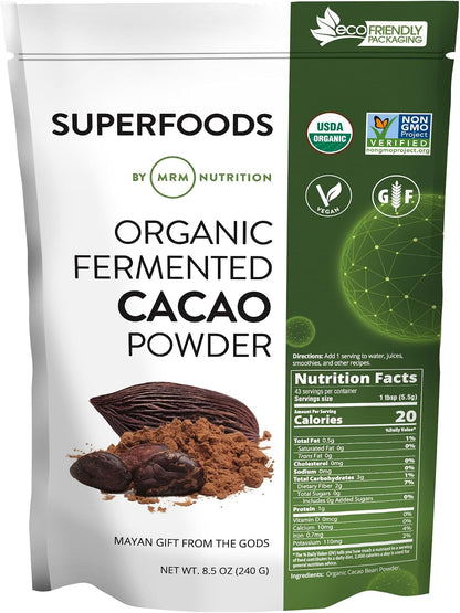 MRM Nutrition Organic Fermented Cacao Powder with Flavonoids – 43 Servings
