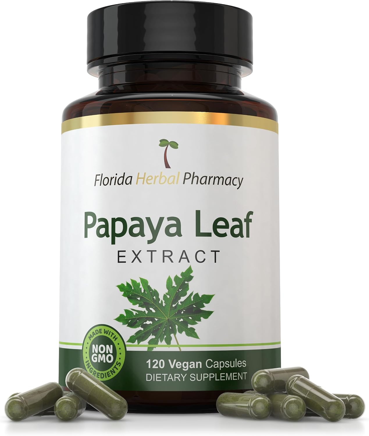 Papaya Leaf Extract Capsules 10:1 (120 Capsules) 500 mg per Capsule, 1000 mg Serving - görsel 1