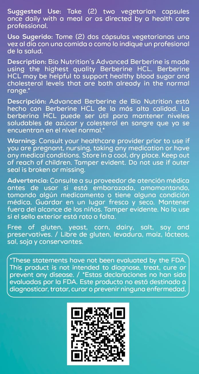 Bio Nutrition Advanced Berberine 50 Vegetarian Capsules - görsel 4