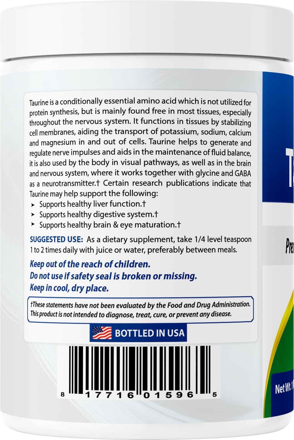 Best Naturals 100% Pure Taurine Powder - 1000mg per Serving, 454g (Pack of 3) - görsel 7