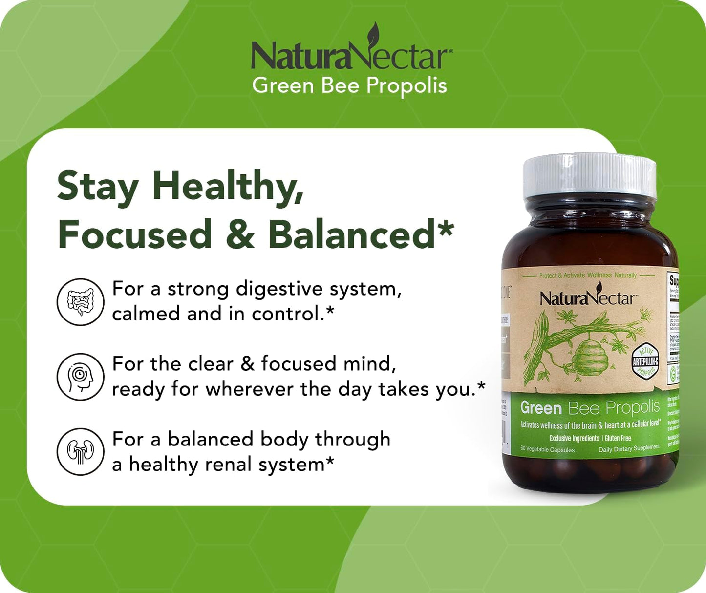 NaturaNectar Green Bee Propolis Capsules - NSF Certified Brazilian Green Propolis, 90 Capsules - görsel 4