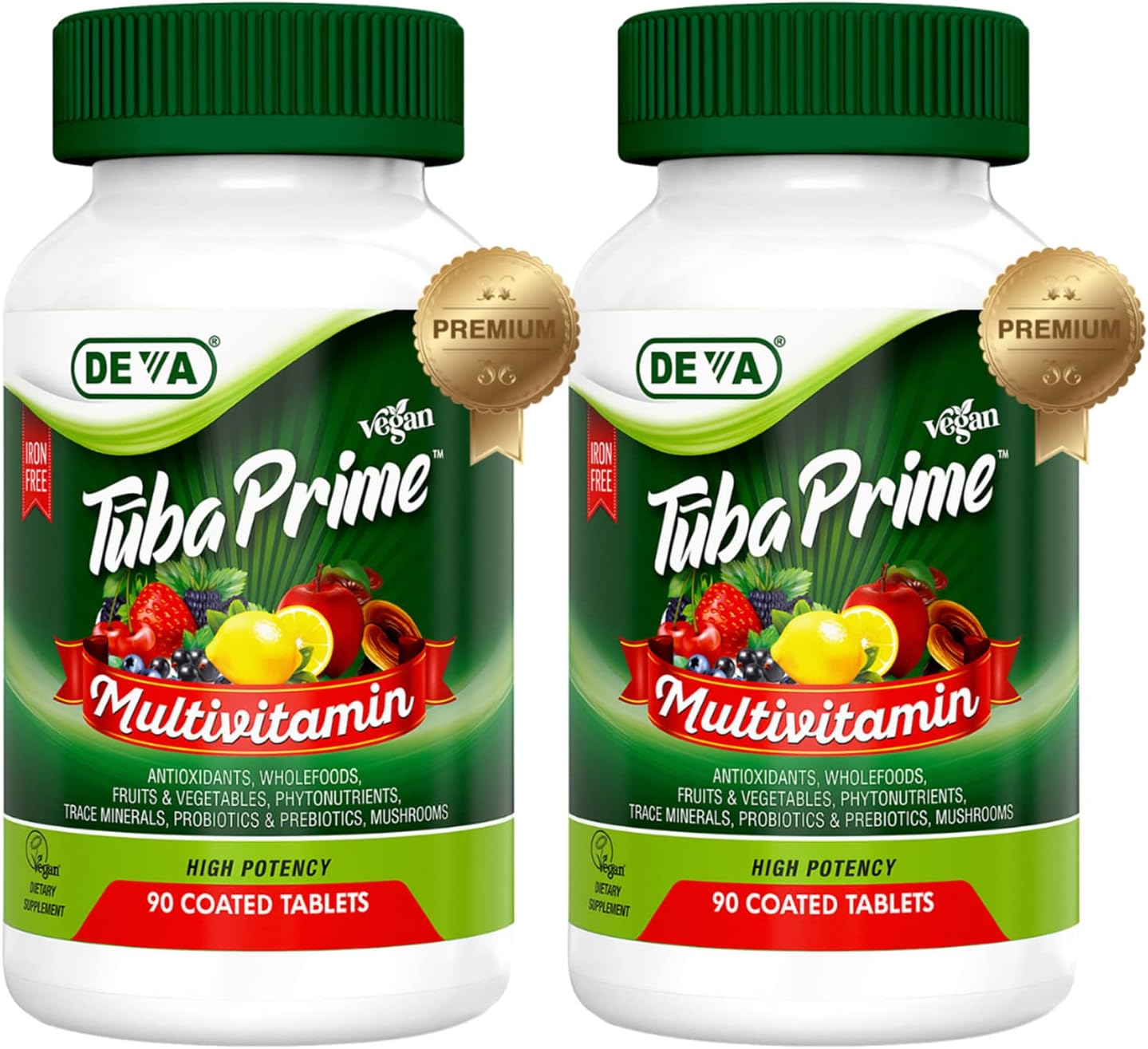 DEVA Tuba Prime Vegan Multivitamin Iron-Free - 90 Tablets (2-Pack) - görsel 1