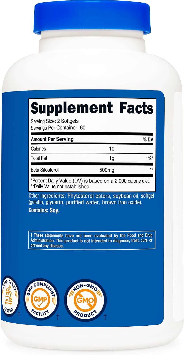 Nutricost Beta Sitosterol 120 Softgels, 500mg – Non-GMO, Gluten-free Plant Sterol Supplement - görsel 5