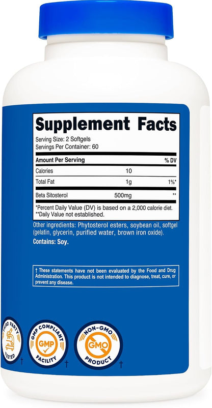 Nutricost Beta Sitosterol 120 Softgels, 500mg – Non-GMO, Gluten-free Plant Sterol Supplement