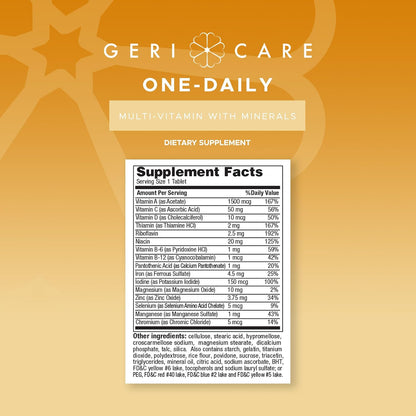 GeriCare One-Daily Multivitamin with Minerals – High-Potency Food Supplement for Men & Women, 200 Tablets
