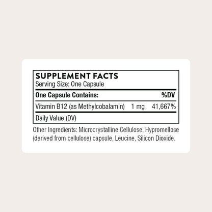 THORNE Vitamin B12 – Methylcobalamin – 60 Capsules