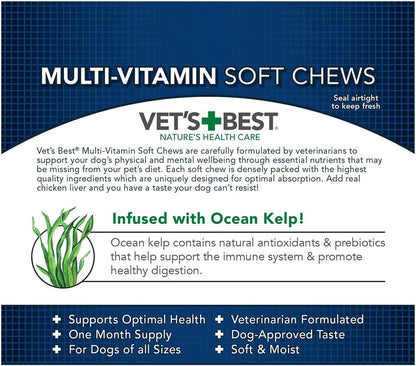 Vet's Best Multivitamin Soft Chews for Dogs - Supports Physical and Mental Health - 30 Day Supply