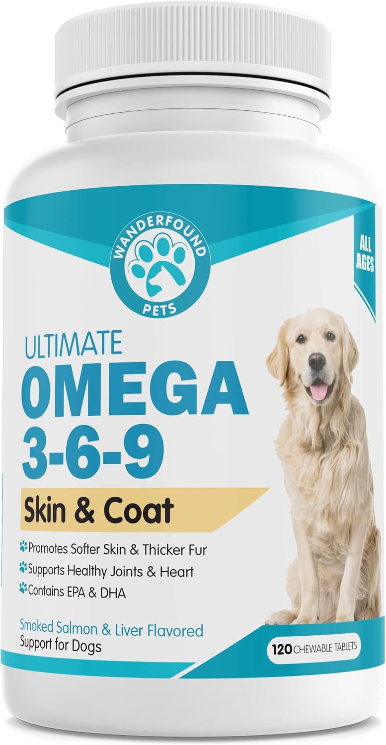 Wanderfound Pets Omega-3 Fish Oil for Dogs, Smoked Salmon and Liver Flavour, 120 Chewable Tablets - görsel 1
