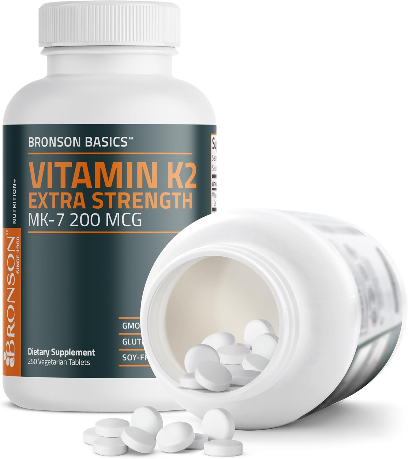 Bronson Vitamin K2 MK-7 200mcg Extra Strength, 250 Vegetarian Tablets - görsel 5