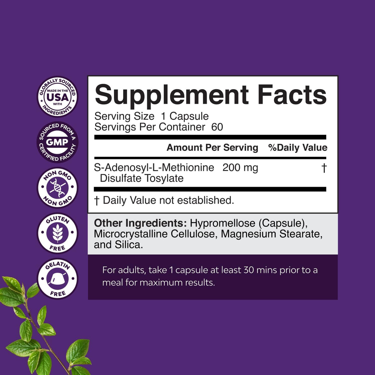 Natures Craft SAM-e 200mg – S-Adenosyl Methionine Supplement for Mood, Brain, Joint & Liver Support (60 Capsules) - görsel 8